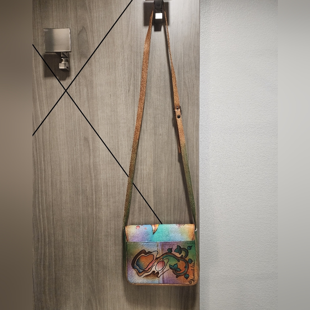 Anuschka hand painted butterfly Leather Crossbody Purse 468-COL RARE NWT - Picture 3 of 10